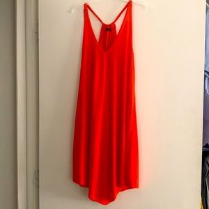 Knee length summer dress or coverup  ~ polyester ~orange ~ medium